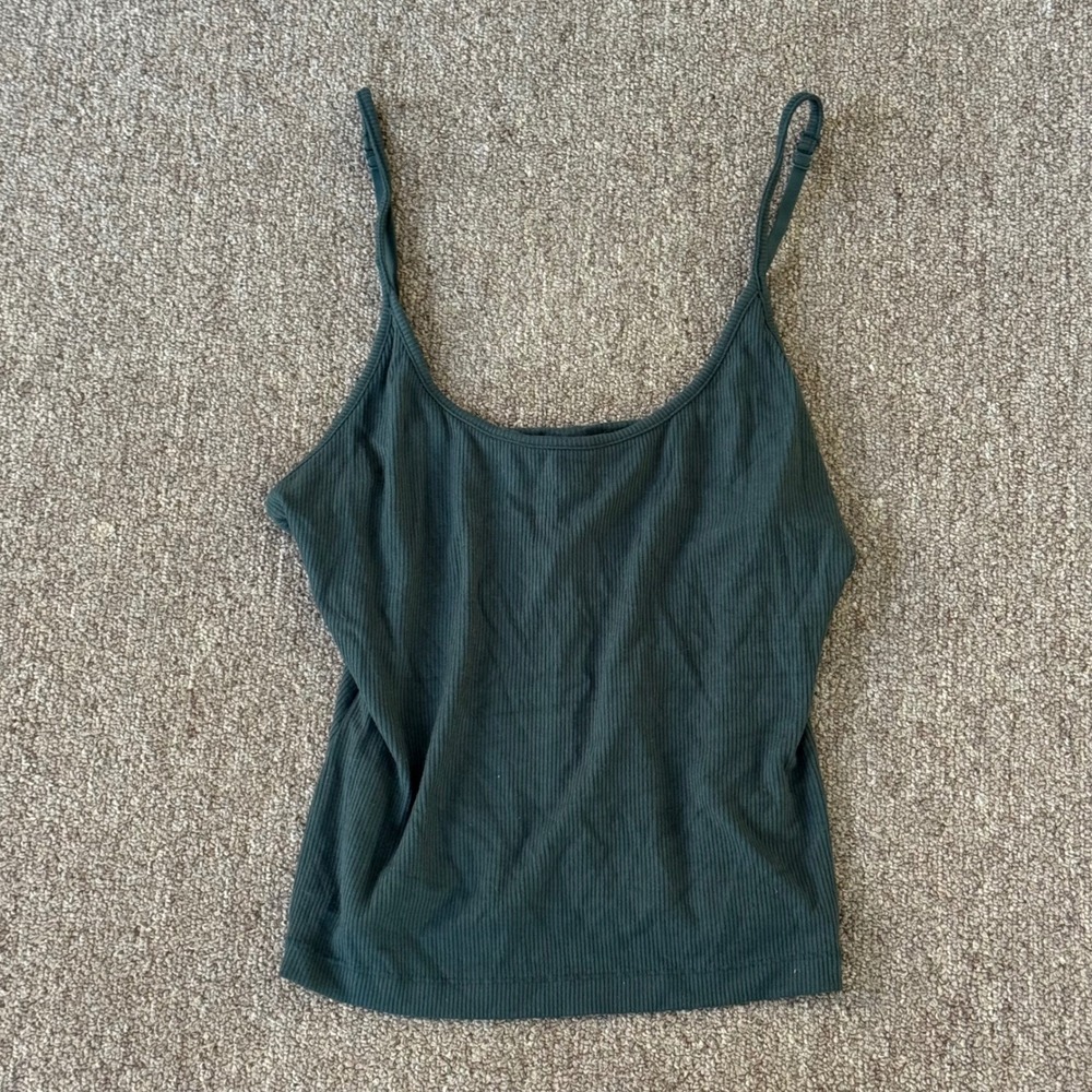 Skims Soft Lounge Tank Sleep Set Top Cypress Green Ribbed Camisole ST-SET-10155W